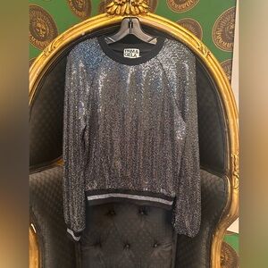 Pam & Gela Black Mesh Designer Top, Size Small, New Without Tags